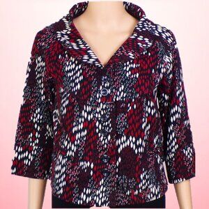 LAPIS size S red/black/white diamond-pattern short blazer 100% cotton hand wash